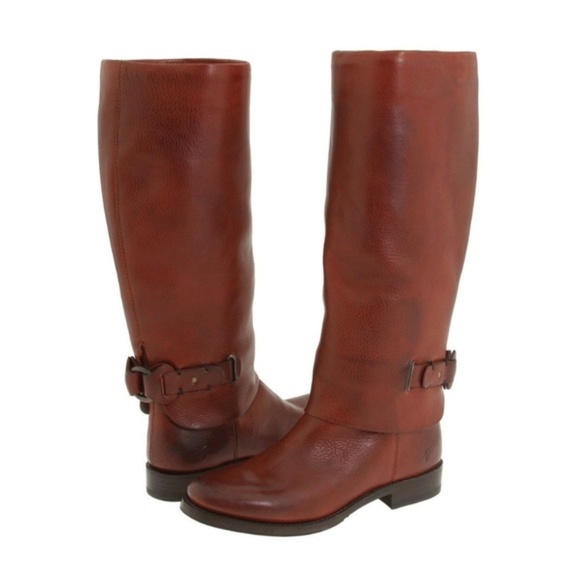Frye Shoes - Frye Boots Size 5.5 Knee High Tall Red Brown Leather Riding Equestrian Pull On